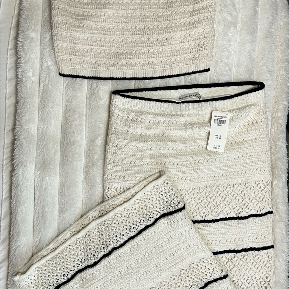 Abercrombie & Fitch Cream and Black crochet matching skirt and top set